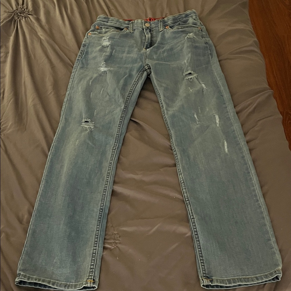 Levi's Light Blue Straight Jeans with Distressed Details